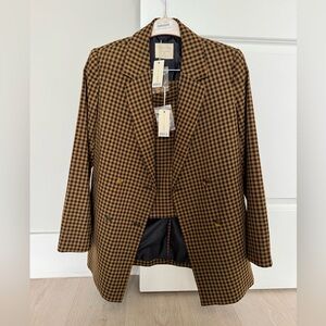 Brown and Black Checkered Blazer